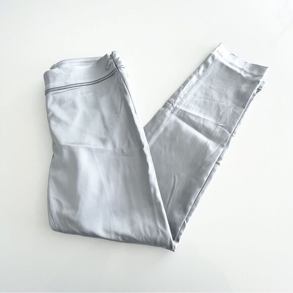 CACHE Shiny Silver Satin Slim Ankle Dress Pants Women's 6 Party Formal NWT - Picture 1 of 10